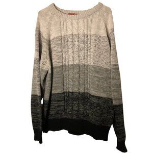 Chartwell Women Sweater 2X Gray Colorblock Cable Knit Cozy Crewneck Casual